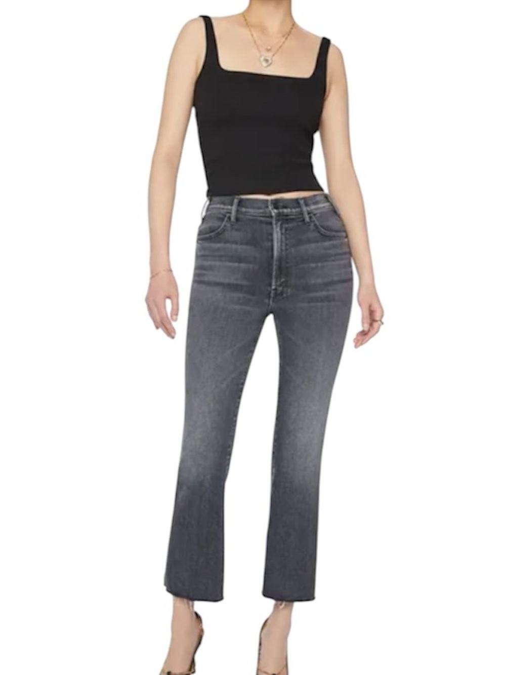 Mother The Hustler Ankle Fray Jeans X Marks The Spot Grey Denim Jeans 30